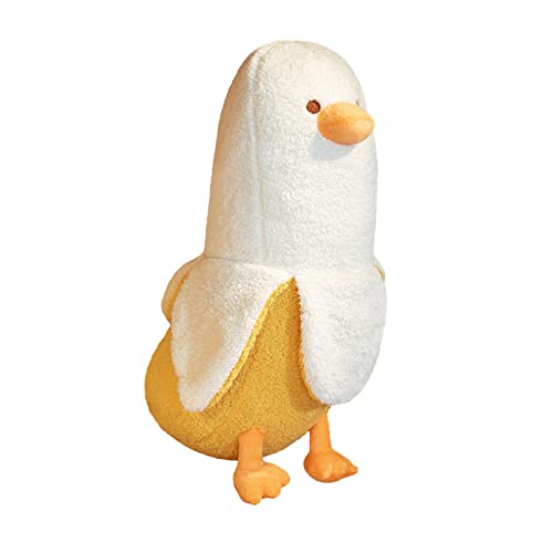 PEACH CAT Banana Duck Plush Toy Cute Plushie Hugging Plush Pillow Duck Stuffed Animal for Girls and Boys White 19.7" - Image 1