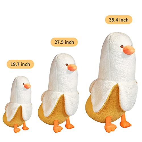 PEACH CAT Banana Duck Plush Toy Cute Plushie Hugging Plush Pillow Duck Stuffed Animal for Girls and Boys White 19.7" - Image 2