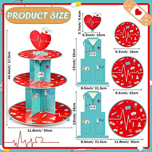 Nuenen 3 Tier Cupcake Stand Nurse Themed Graduation Party Decoration Medical Rn Cupcake Stand Party Supplies Holder Decoration for Doctors Nurses Day - Image 2