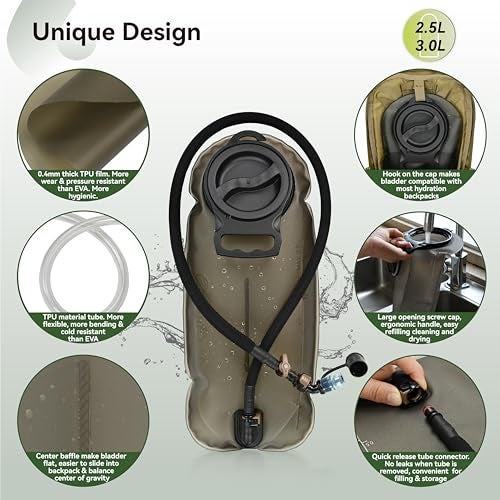 MARCHWAY 2L/2.5L/3L TPU Hydration Bladder, Ultra Durable Water Reservoir Bag with Insulated Tube for Hydration Pack for Cycling, Hiking, Running, Climbing, Biking (2.5L Grey 85oz) - Image 3
