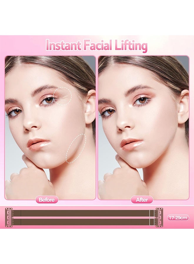 اتش واي شريط رفع الوجه شفاف، شريط شد الوجه غير مرئي للوجه مع أشرطة، شريط الوجه للرفع غير مرئي مع خيط، أشرطة رفع الوجه مع مشابك شعر، أشرطة شد الوجه مع مشابك قابلة للتعديل، بطاقة مزدوجة BB - Image 2