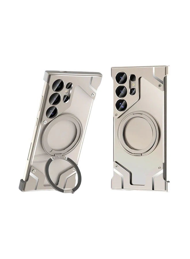 General Suitable for Samsung  Galaxy S25Ultra mobile phone case magnetic swivel bracket anti-drop transparent edgeless protective case 