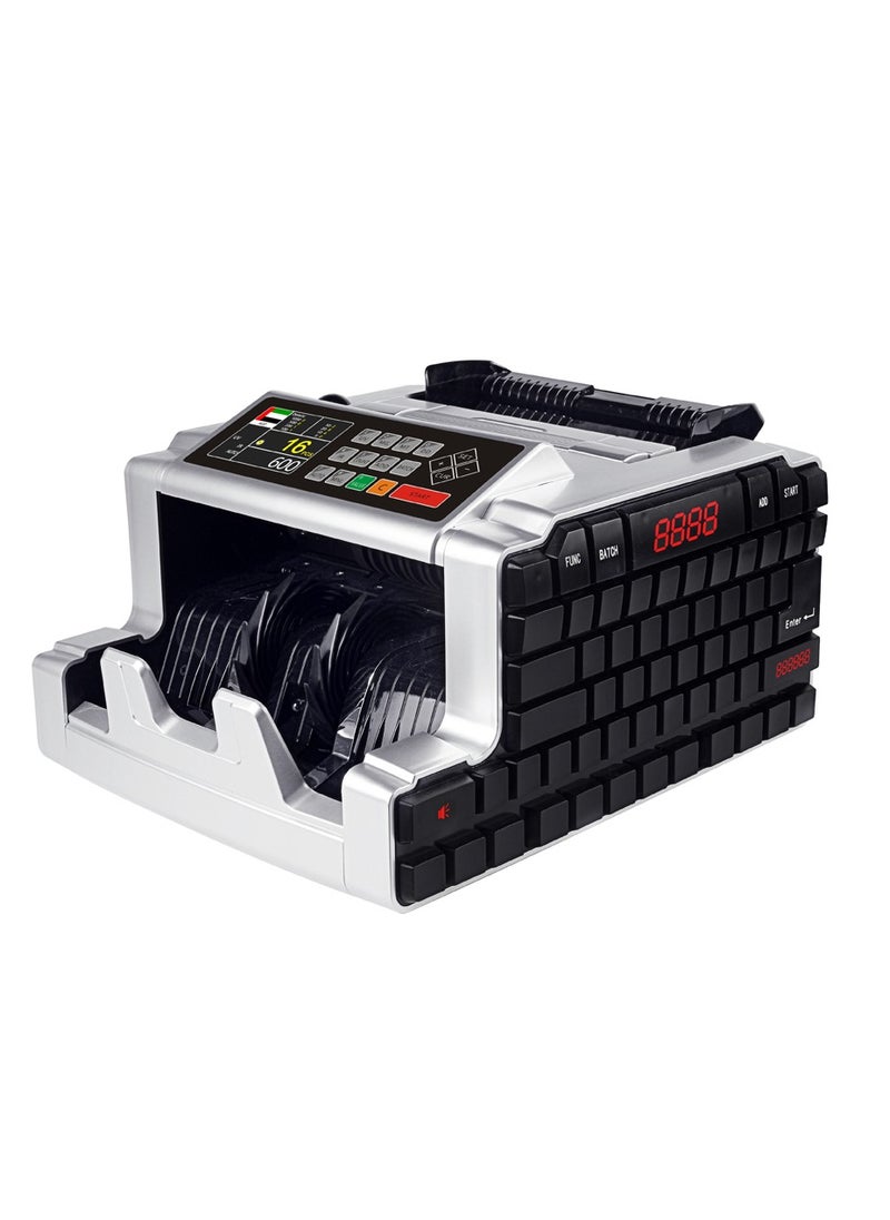 Crony - AL-6200T Professional Mixed Denomination Bill Counter Machine with Value Counting - High Speed 1000pcs/min Bank Grade Currency Counter with UV/MG/IR Detection - Portable Money Counter with 200pcs Hopper/Stacker, Dual Display, Batch Mode & Auto Currency Customization - RS-232 Interface, AC 220V, Compact 305x255x180mm Design (500g) - Includes 1 Year Warranty + 3 Months Software Updates - Ideal for Banks, Retail Stores, Cash-Intensive Businesses Seeking Accurate Bill Counting, Sorting & Note Detection - Image 1