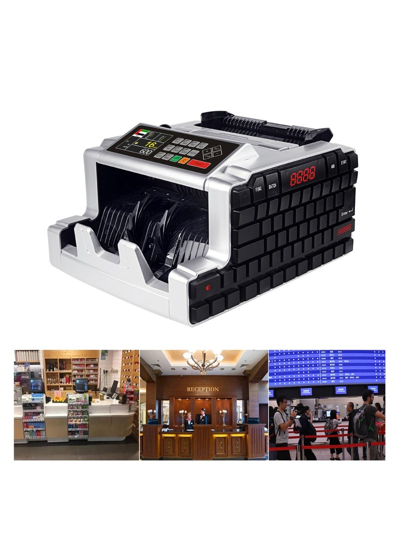 Crony - AL-6200T Professional Mixed Denomination Bill Counter Machine with Value Counting - High Speed 1000pcs/min Bank Grade Currency Counter with UV/MG/IR Detection - Portable Money Counter with 200pcs Hopper/Stacker, Dual Display, Batch Mode & Auto Currency Customization - RS-232 Interface, AC 220V, Compact 305x255x180mm Design (500g) - Includes 1 Year Warranty + 3 Months Software Updates - Ideal for Banks, Retail Stores, Cash-Intensive Businesses Seeking Accurate Bill Counting, Sorting & Note Detection - Image 1
