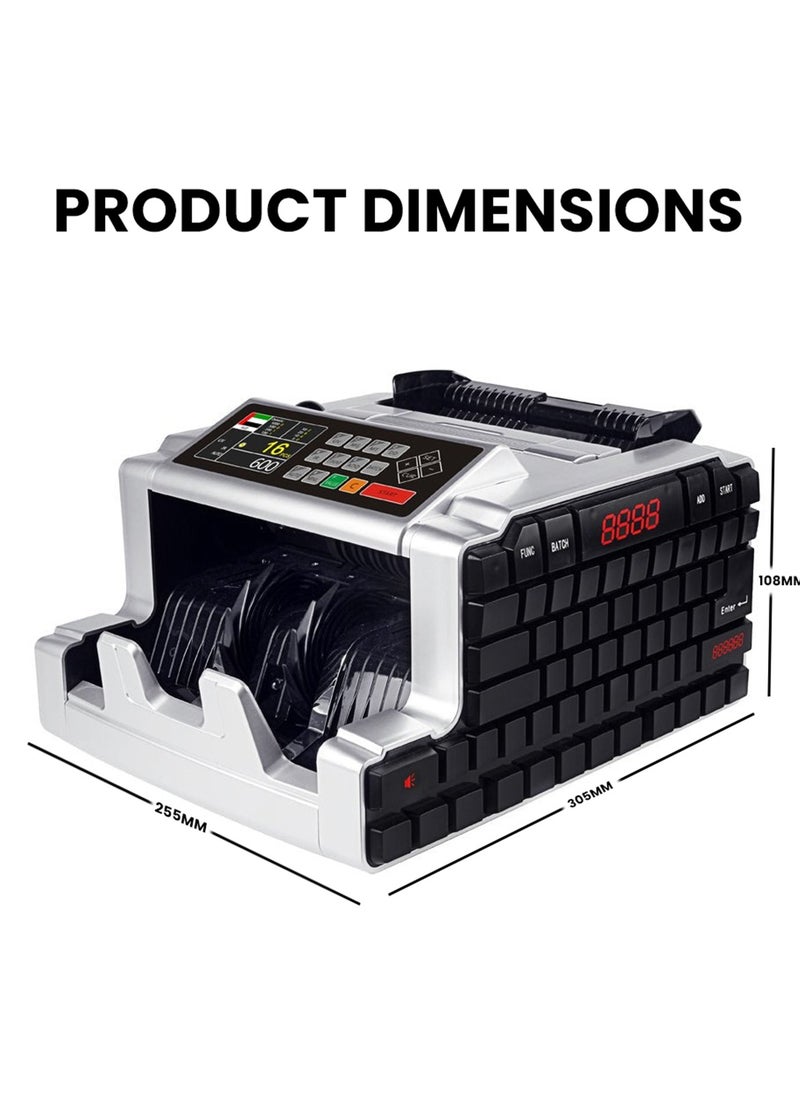 Crony - AL-6200T Professional Mixed Denomination Bill Counter Machine with Value Counting - High Speed 1000pcs/min Bank Grade Currency Counter with UV/MG/IR Detection - Portable Money Counter with 200pcs Hopper/Stacker, Dual Display, Batch Mode & Auto Currency Customization - RS-232 Interface, AC 220V, Compact 305x255x180mm Design (500g) - Includes 1 Year Warranty + 3 Months Software Updates - Ideal for Banks, Retail Stores, Cash-Intensive Businesses Seeking Accurate Bill Counting, Sorting & Note Detection - Image 1