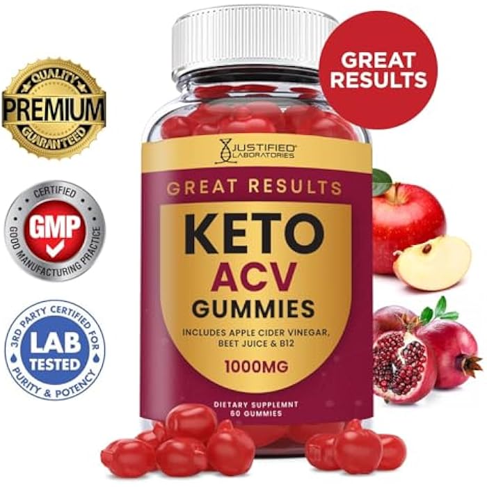 Justified Laboratories Great Results Keto ACV Gummies Advanced Formula 1000MG Great Results Keto Gummies Apple Cider Vinegar Formulated with Pomegranate Beet Juice Powder B12 Vegan Non GMO 60 Gummys - Image 3