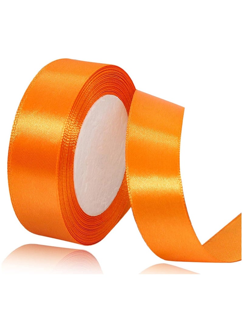 Orange Satin Ribbon, Solid Color Polyester Fabric Ribbon for Gift Wrapping, Crafts, Bows Making, Wreaths, Sewing Projects, Baby Showers and Wedding Party Decoration - Image 1