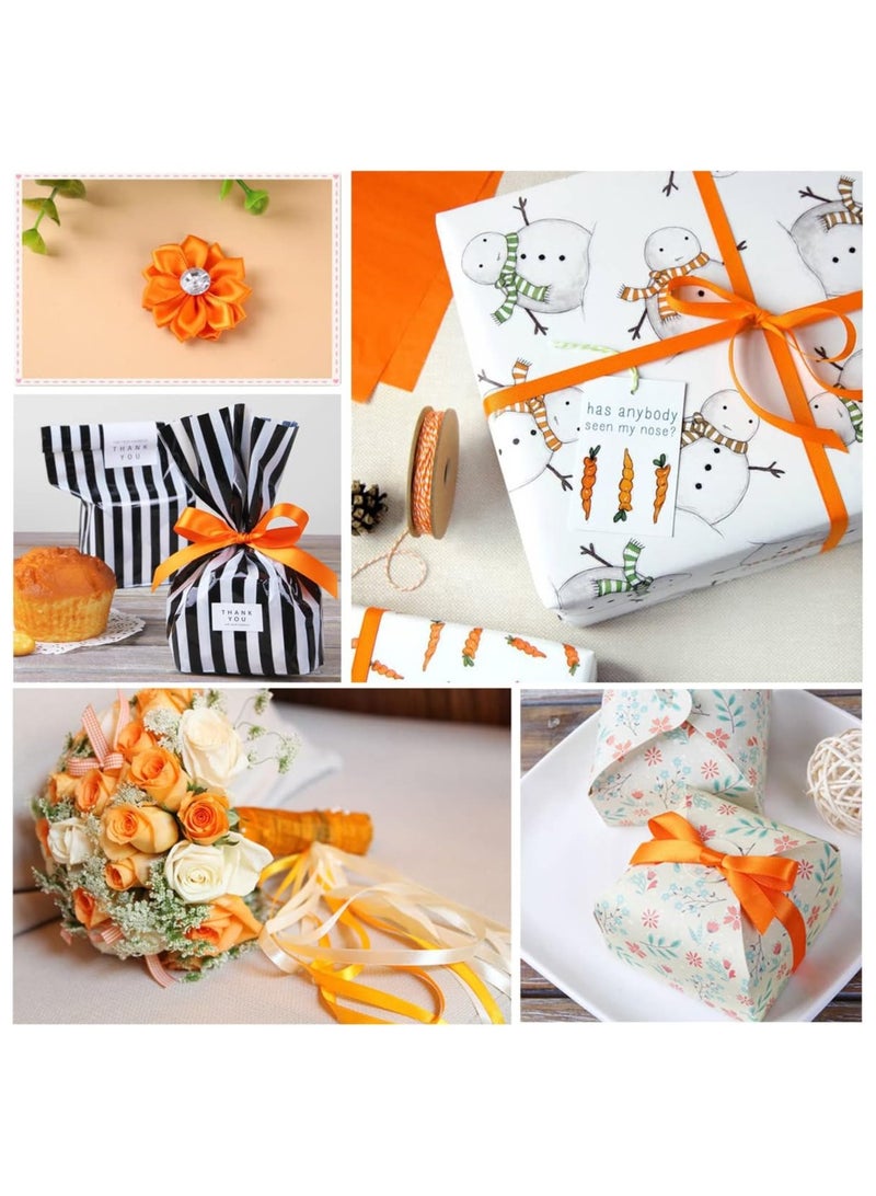 Orange Satin Ribbon, Solid Color Polyester Fabric Ribbon for Gift Wrapping, Crafts, Bows Making, Wreaths, Sewing Projects, Baby Showers and Wedding Party Decoration - Image 2