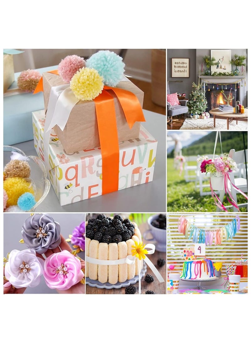 Orange Satin Ribbon, Solid Color Polyester Fabric Ribbon for Gift Wrapping, Crafts, Bows Making, Wreaths, Sewing Projects, Baby Showers and Wedding Party Decoration - Image 4