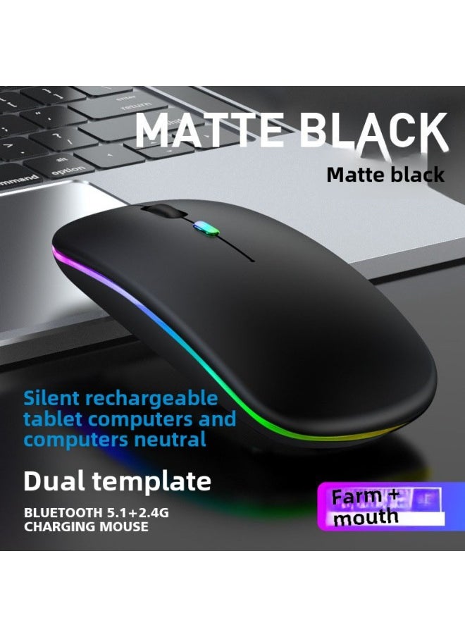 Generic - Suitable For Apple Huawei Dual Mode Wireless Mouse Rechargeable Mute Luminous Bluetooth Mouse Type-c Mouth-Color:Charging Dual-mode Luminous Model  With Packaging + Charging Cable - Image 1
