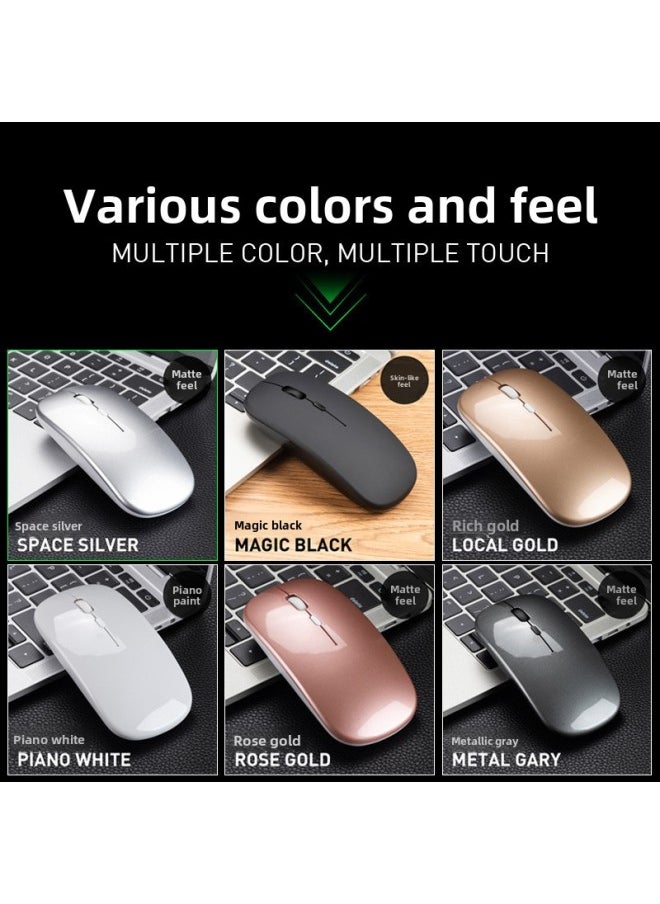 Generic - Suitable For Apple Huawei Dual Mode Wireless Mouse Rechargeable Mute Luminous Bluetooth Mouse Type-c Mouth-Color:Charging Dual-mode Luminous Model  With Packaging + Charging Cable - Image 1
