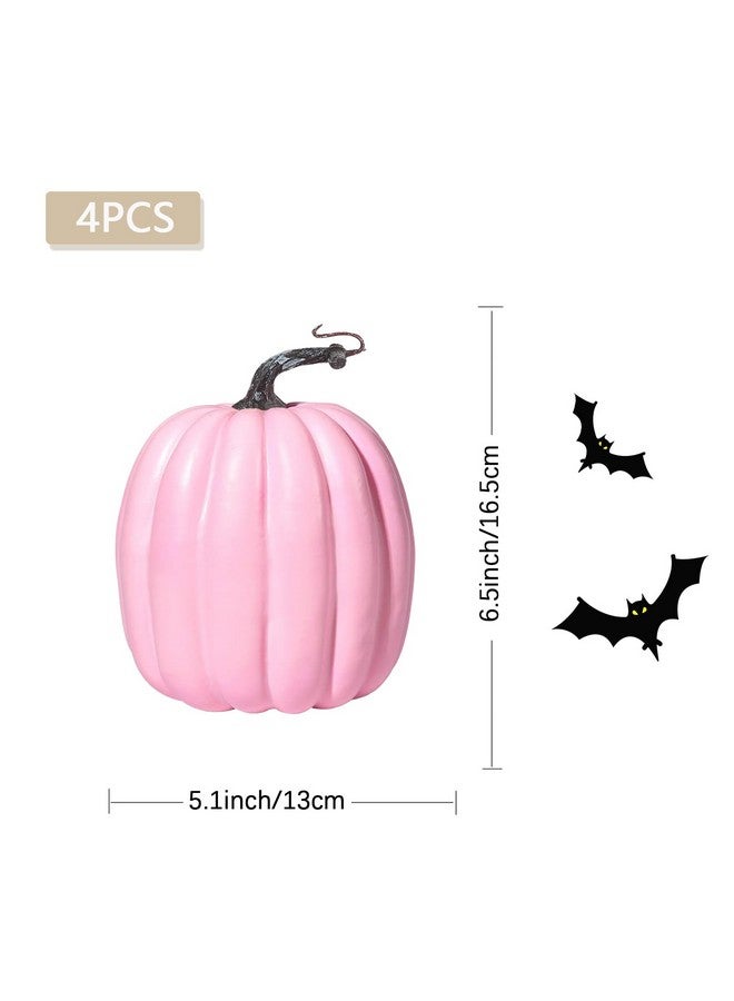 Artmag 6 Inch Large Artificial Pumpkins, 4PCS Big Pink Pumpkins Faux Foam Harvest Pumpkins for Fall Autumn Thanksgiving Seasonal Holiday Decor Decorations (Pink) - Image 4