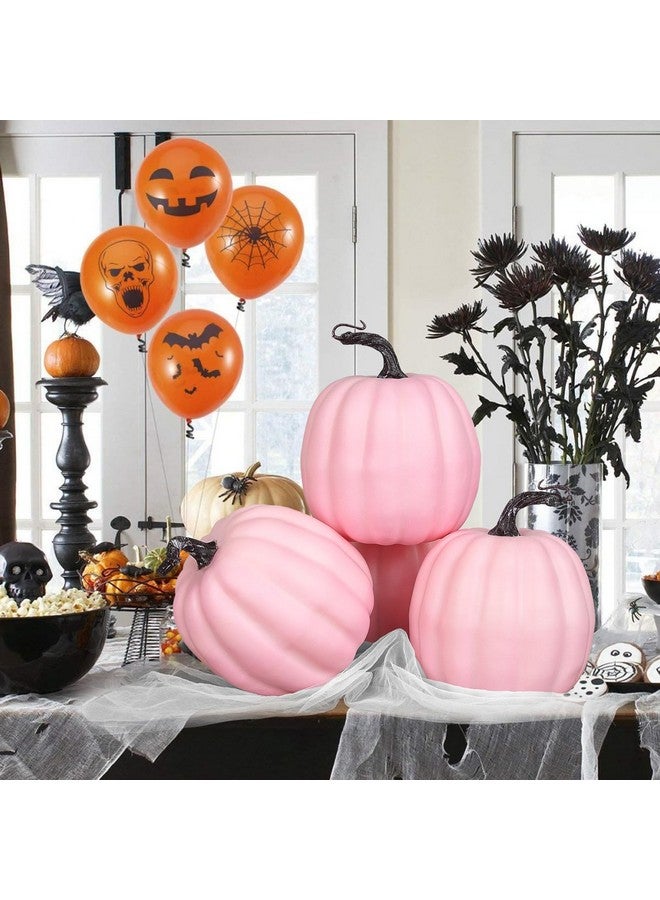 Artmag 6 Inch Large Artificial Pumpkins, 4PCS Big Pink Pumpkins Faux Foam Harvest Pumpkins for Fall Autumn Thanksgiving Seasonal Holiday Decor Decorations (Pink) - Image 5