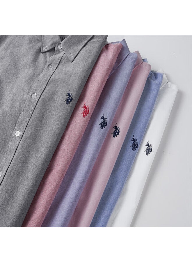 U.S. Polo Assn. قميص بأكمام طويلة للرجال من يو إس بولو أسن، ربيع وخريف، قماش أكسفورد قطن نقي، عمل غير رسمي، مقاس واسع، خالي من التجاعيد، قابل للتنفس، أبيض، 2XL - Image 4