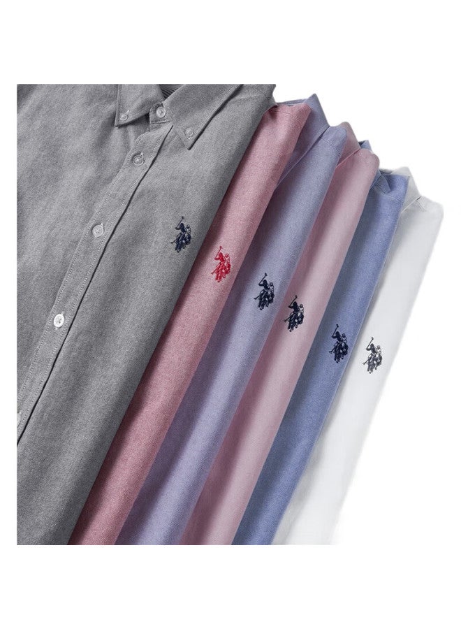 U.S. Polo Assn. قميص بأكمام طويلة للرجال من يو إس بولو أسن، ربيع وخريف، قماش أكسفورد قطن نقي، عمل غير رسمي، مقاس واسع، خالي من التجاعيد، قابل للتنفس، أبيض، 2XL - Image 1