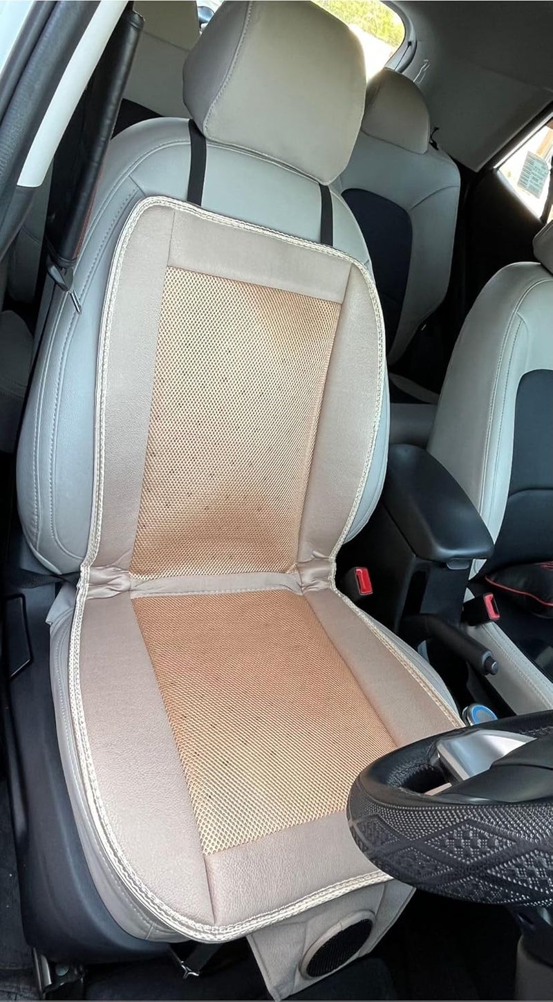 BROGBUS Polyester Car Cooling Seat Cushion Cover Ventilated Seat Cover with Inbuilt Fans with Speed Control Cooling Seat for Driver Seat (Supports 12V to 24V, Cream) - Image 1