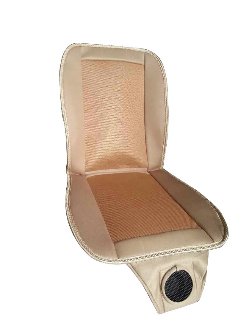BROGBUS Polyester Car Cooling Seat Cushion Cover Ventilated Seat Cover with Inbuilt Fans with Speed Control Cooling Seat for Driver Seat (Supports 12V to 24V, Cream) - Image 2