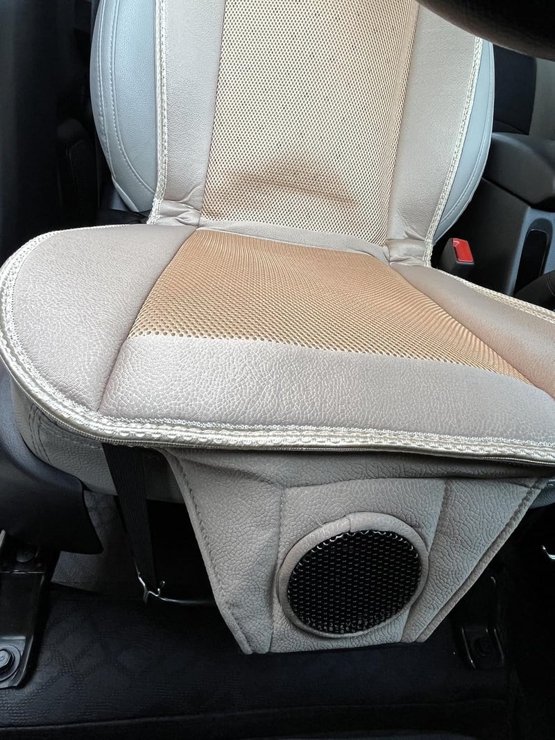 BROGBUS Polyester Car Cooling Seat Cushion Cover Ventilated Seat Cover with Inbuilt Fans with Speed Control Cooling Seat for Driver Seat (Supports 12V to 24V, Cream) - Image 4