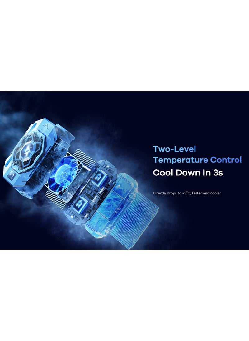 REMAX - RT-F9i Semiconductor Magnetic Phone Cooler, Digital Temperature Display for Phone or Tablet Mobile Gaming, Streaming. Fast Cooling, Colorful Lighting, Low Noise, Type C with Clamp, 2-lelvel adjustment - Image 1