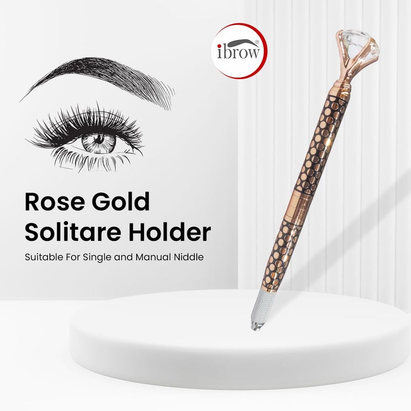 ibrow قلم مكياج شبه دائم قابل للفصل مزود بكريستال - آلة وشم يدوية للحواجب، إبر تحديد العيون - أداة وشم احترافية (ذهب وردي) - Image 2