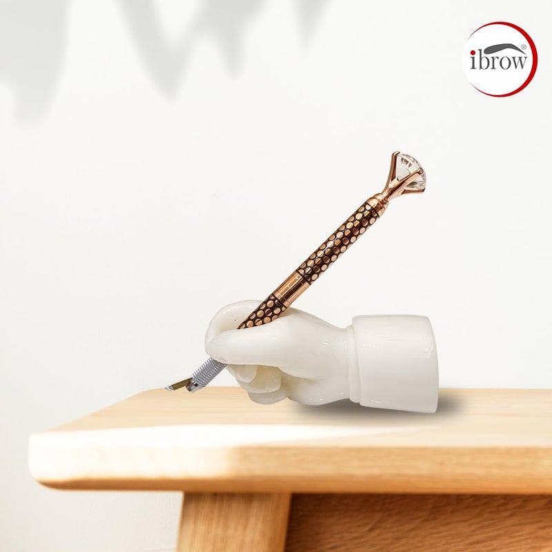 ibrow قلم مكياج شبه دائم قابل للفصل مزود بكريستال - آلة وشم يدوية للحواجب، إبر تحديد العيون - أداة وشم احترافية (ذهب وردي) - Image 5