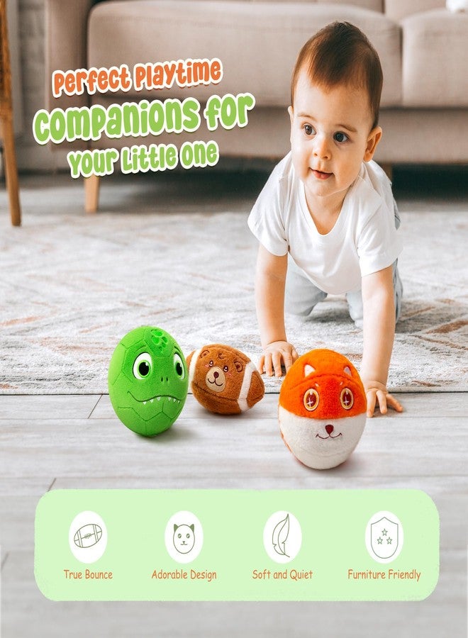VangeBow 3 Pack Soft Sports Balls for Toddlers 1-3, Inflatable Plush Baby Balls Set for Kids 3-5, 5 Inch Soccer Ball & Basketball, 6.5 Inch Football, Mini Toddler Ball Toys for Boy Girl First Gifts - Image 2