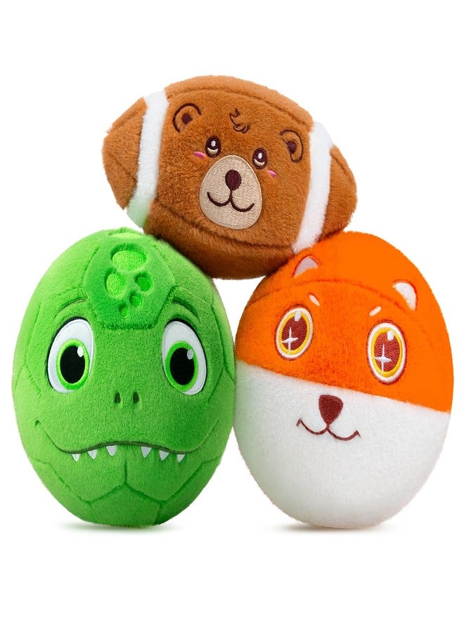 VangeBow 3 Pack Soft Sports Balls for Toddlers 1-3, Inflatable Plush Baby Balls Set for Kids 3-5, 5 Inch Soccer Ball & Basketball, 6.5 Inch Football, Mini Toddler Ball Toys for Boy Girl First Gifts - Image 1