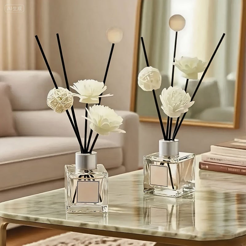 Aroma Diffuser Set 17 Pieces With Rattan Balls Scented Sticks Floral Beads Perfect For Home Decor Dining Room Ambiance Wedding Party Decoration - Image 1