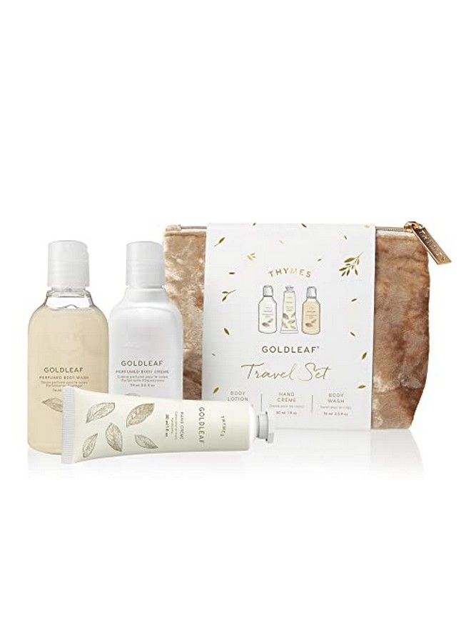 Thymes Perfumed Travel Set And Beauty Bag  Contains Body Wash Body Lotion & Hand Cream  Goldleaf - Image 2