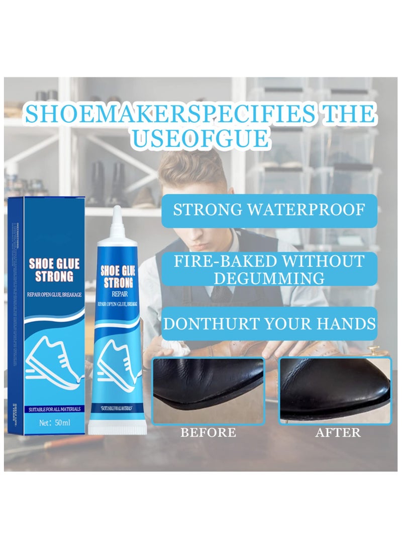 Shoe Glue 2 Packs, Waterproof Clear Gel, Quick Dry Sole Repair Adhesive, Professional Strong Waterproof Repair Glue Kit, for Sneakers, Boots, Leather Goods Repair (100ml, White, Bottle) - Image 2