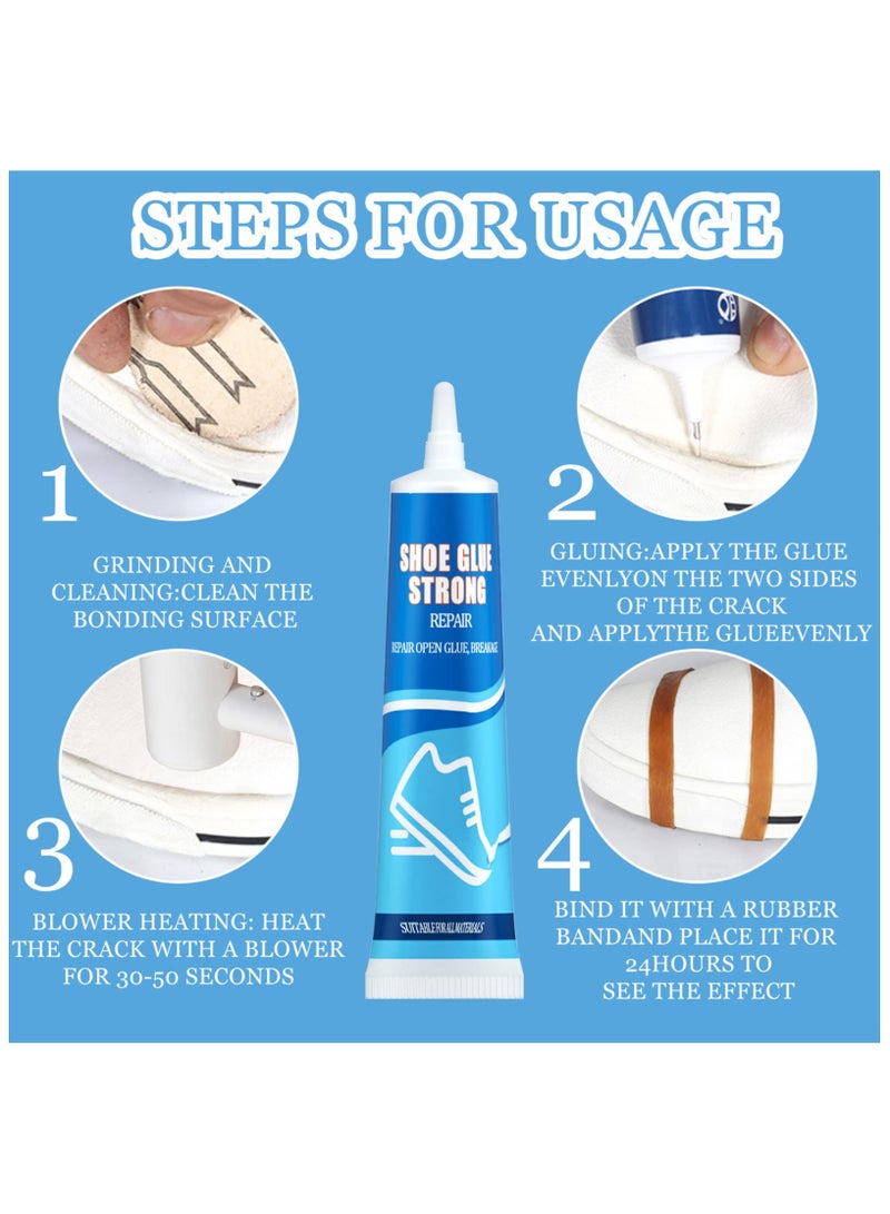 Shoe Glue 2 Packs, Waterproof Clear Gel, Quick Dry Sole Repair Adhesive, Professional Strong Waterproof Repair Glue Kit, for Sneakers, Boots, Leather Goods Repair (100ml, White, Bottle) - Image 3