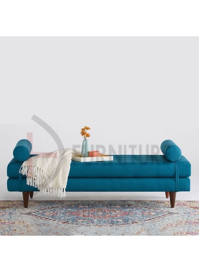 DIVINE FURNITURE Velvet Ottoman With Round Pillows  - Image 2