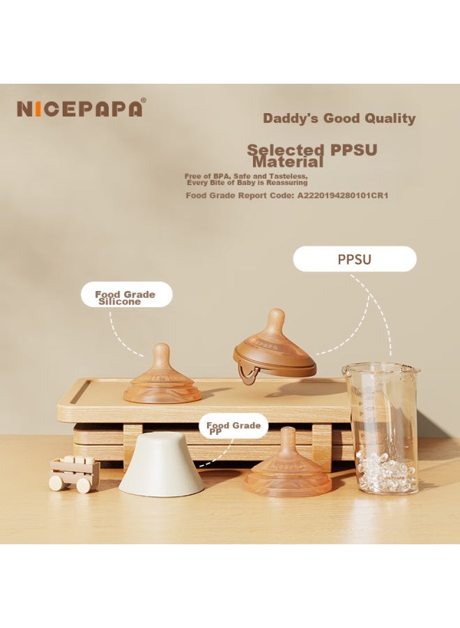 Nicepapa Flip-top Baby Bottle, 240ml Wide-neck Ppsu Bottle, Sippy Spout - Image 5