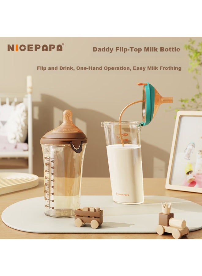 Nicepapa Flip-top Baby Bottle, 240ml Wide-neck Ppsu Bottle, Sippy Spout - Image 3