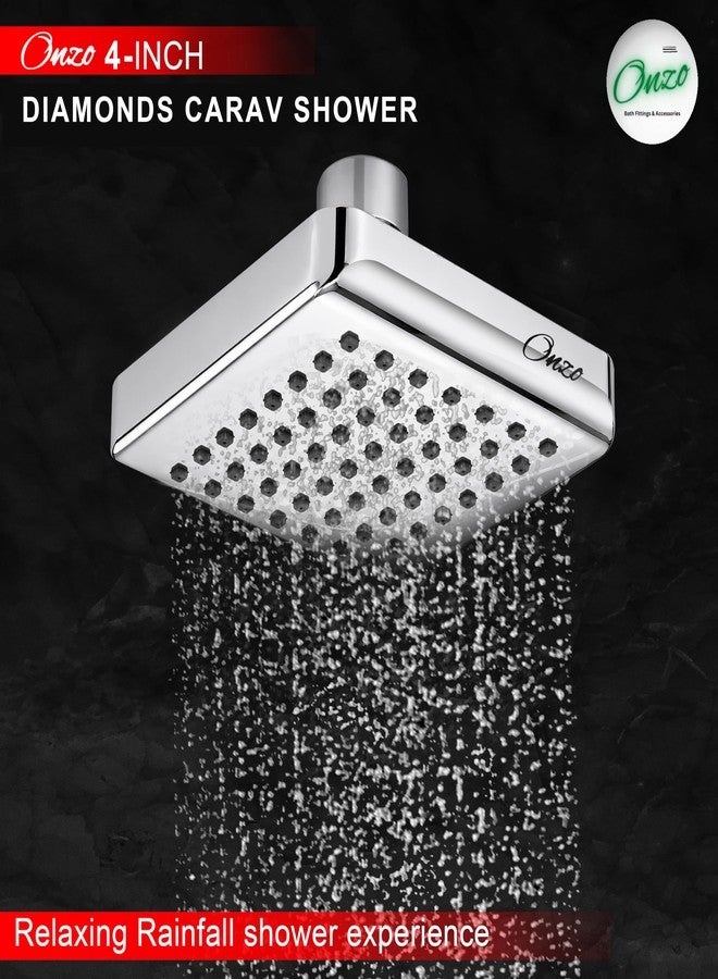 Onzo Diamond Curve 4-Inch ABS Overhead Rain Shower Head | 360 Adjustable Swivel Ball Joint | Chrome Finish | Durable & Rust-Proof High-Pressure Bathroom Shower - Image 2