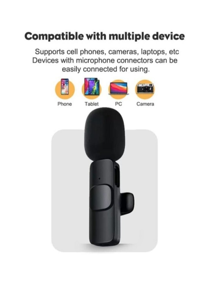 2.4GHz 2 in 1 K8 Wireless Microphone, Digital Mini Portable Recording Clip Mic with Receiver for All Type-C Lightning Mobile Phones Camera Laptop for Blogging YouTube Online Class - Image 4