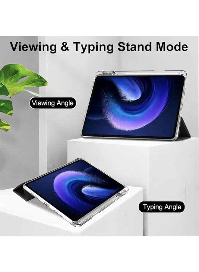 VKL حافظة متوافقة مع جهاز Honor MagicPad 3 تابلت 13.3 بوصة 2025، غلاف رقيق من TPU مع حامل قلم، حافظة ذكية شفافة صلبة مع وظيفة الاستيقاظ/النوم (أسود) - Image 2