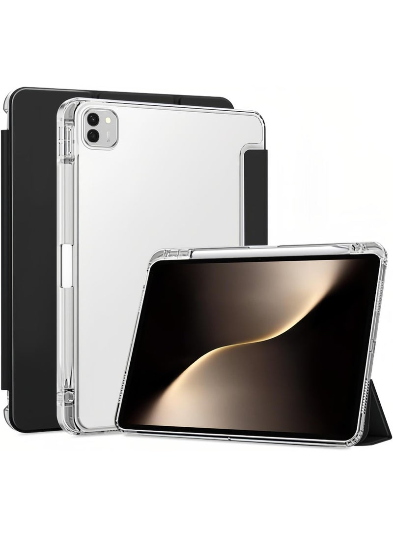 VKL حافظة متوافقة مع جهاز Honor MagicPad 3 تابلت 13.3 بوصة 2025، غلاف رقيق من TPU مع حامل قلم، حافظة ذكية شفافة صلبة مع وظيفة الاستيقاظ/النوم (أسود) - Image 1