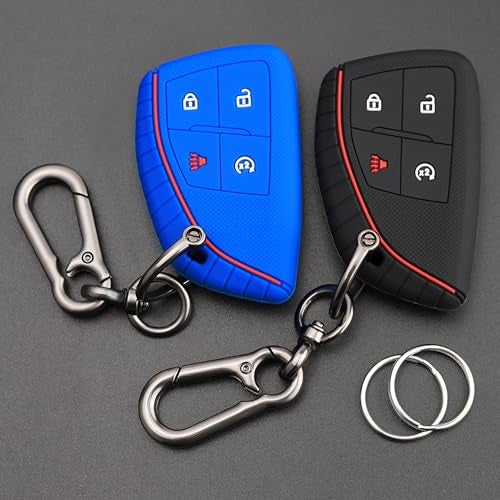 TANDRIVE 4-Button Key Fob Cover for 2023-2025 2026 Chevy Colorado Equinox Silverado GMC Canyon Sierra 2025 Honda Prologue, Silicone, 2-Pack, Black and Blue - Image 1