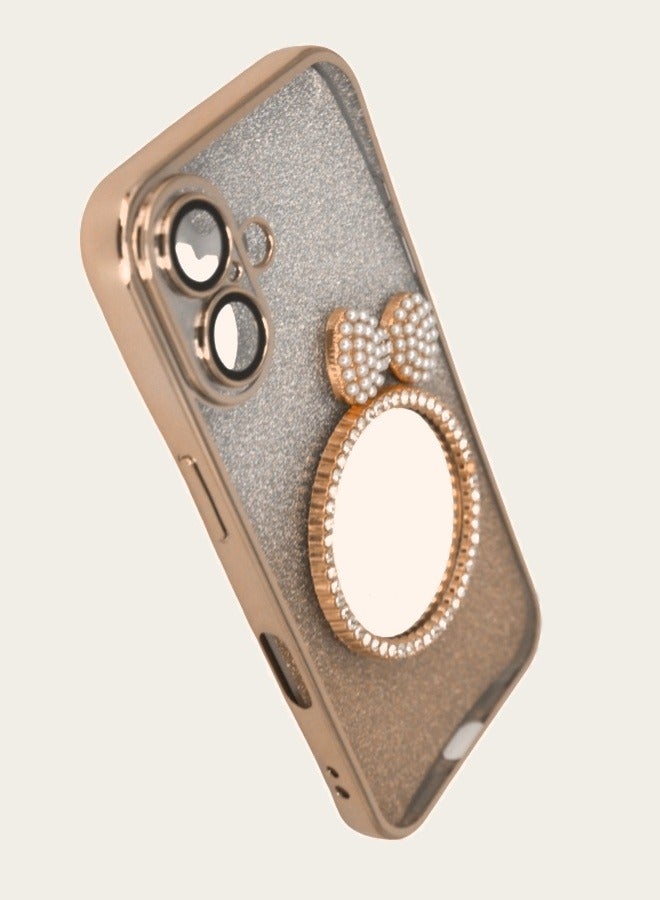 iPhone 16 glitter crystal Case: Luxury Shockproof Cover with Built-in Mirror | Trendy Protection - Image 3