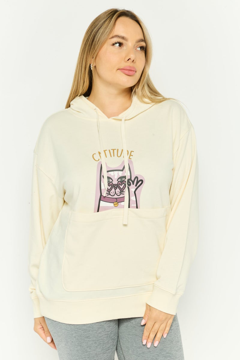 SKECHERS Women Sportswear Fit Outdoor Hoodie, Cream  - Image 1
