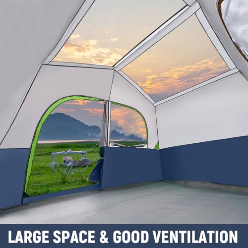 HG HIKERGARDEN 6 Person Camping Tent - Portable Easy Set Up Family Tent for Camp, Windproof Fabric Cabin Tent Outdoor for Hiking, Backpacking, Traveling (Dark Blue) - Image 3