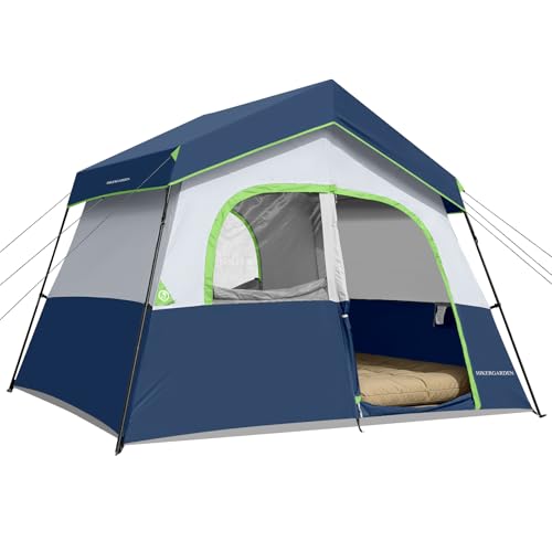 HG HIKERGARDEN 6 Person Camping Tent - Portable Easy Set Up Family Tent for Camp, Windproof Fabric Cabin Tent Outdoor for Hiking, Backpacking, Traveling (Dark Blue) - Image 1