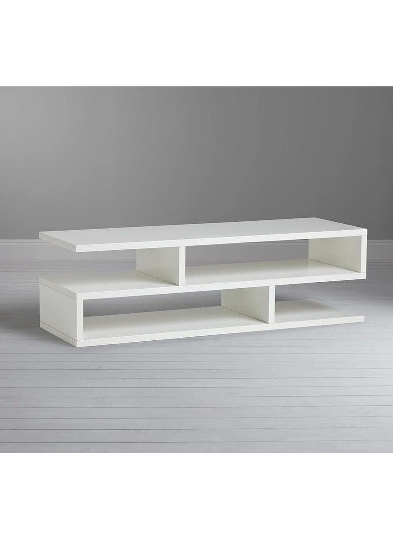Z Shape Engineered Wood TV Unit Display Storage Cabinet Rack with Decor Shelf