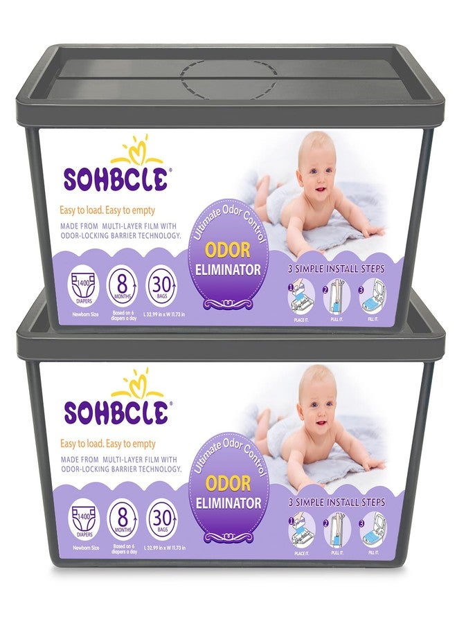 SOHBCLE Refills Compatible with Genie Easy Roll Signature Diaper Pail and Platinum Diaper Pail, Upgraded 60 Bags Hold up to 2800 Newborn Diapers, Extra Thickness Powerful Odor Control, Plant Scented - Image 1
