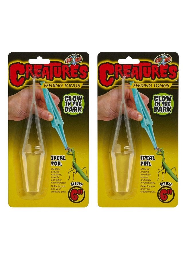 Zoo Med 2 Pack of Creatures Feeding Tongs, 6 Inch, Glow in The Dark