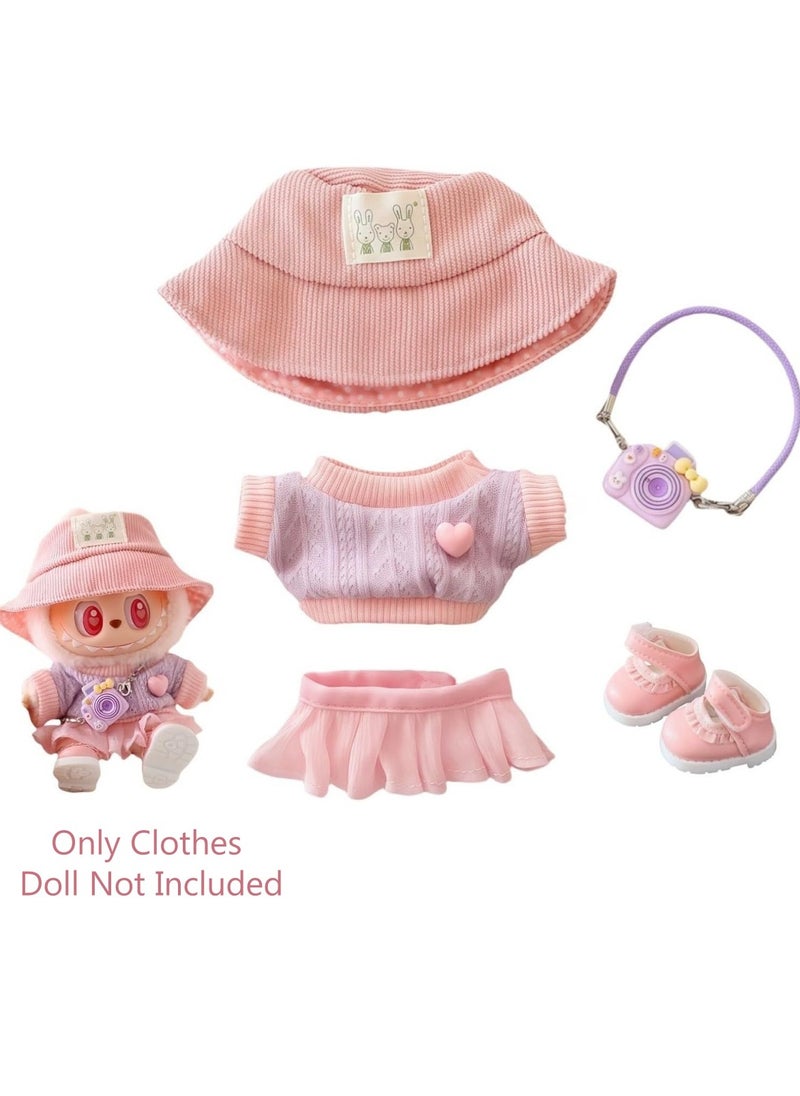 LABUBU 5-Piece Clothes for Labubu Outfit, Exquisite Accessories for Labubu,Cute Clothes Set for 17 cm Labubu Accessories 
