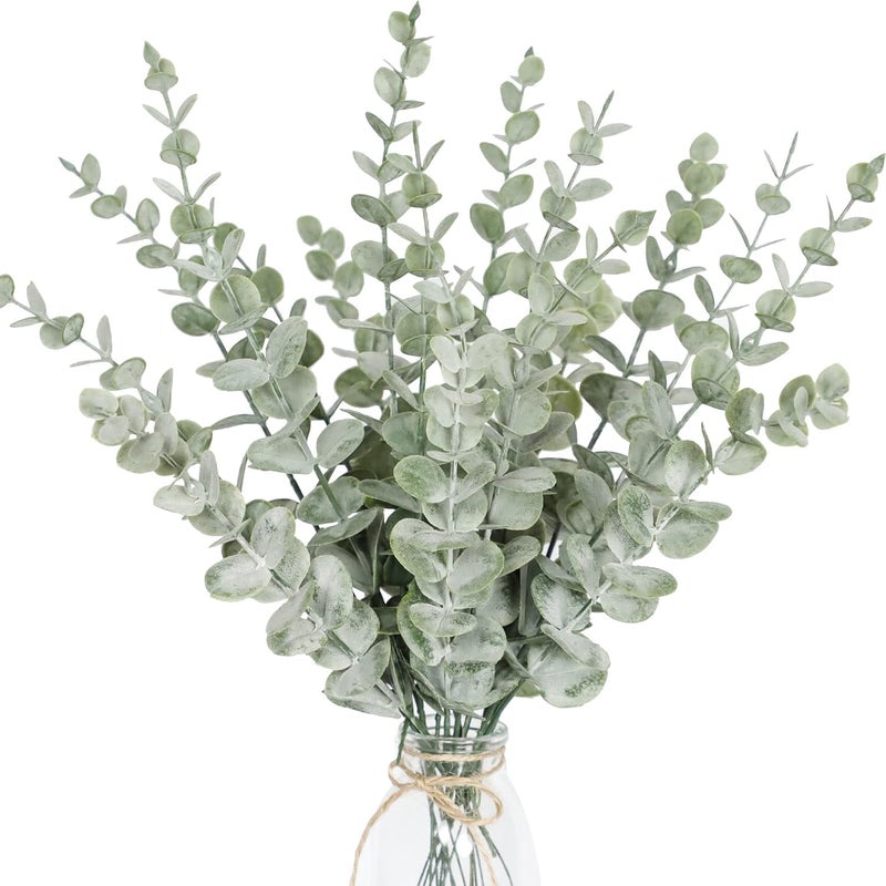 UREVO 18 Pcs Artificial Eucalyptus Branches - Realistic Faux Flowers for Home and Office Decor - Image 1