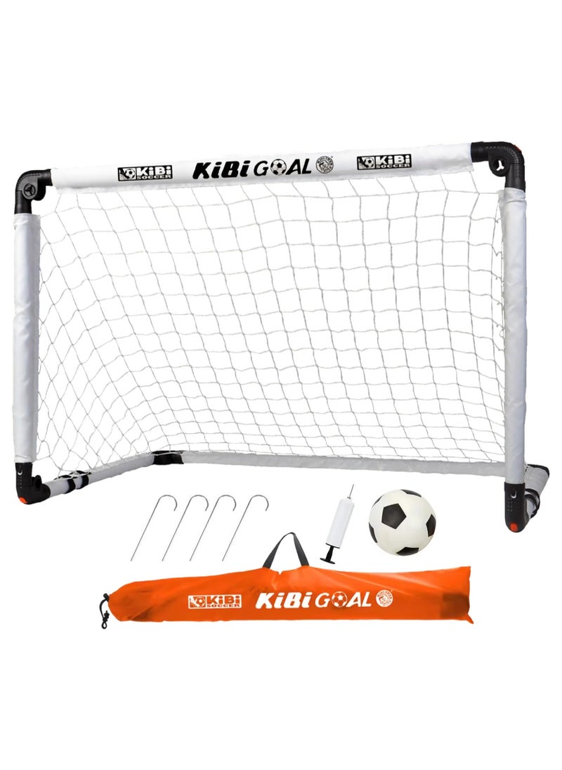 KiBi - Portable Folding Soccer Goal Set Net And Mini Ball With Carrying Bag, 120x80x80CM, Size L - Image 1