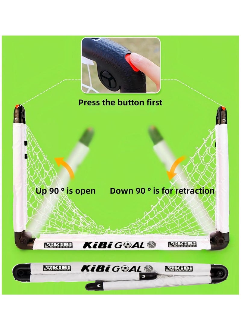 KiBi - Portable Folding Soccer Goal Set Net And Mini Ball With Carrying Bag, 120x80x80CM, Size L - Image 1